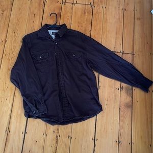 Wrangler brown mens button down shirt